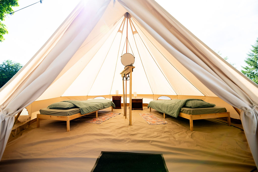 Inside a safari tent at the venue
